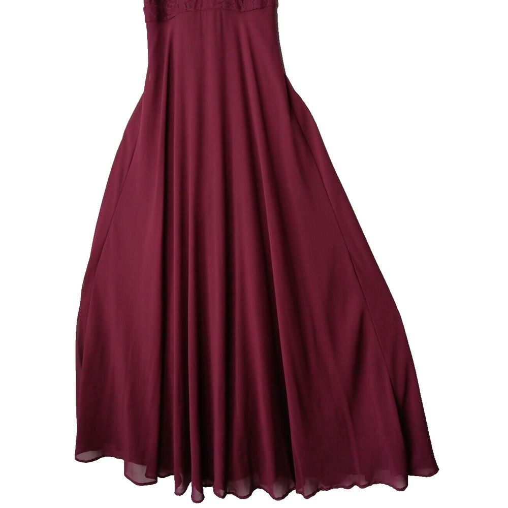 Lulu's Dance All Evening Burgundy Lace Maxi Dress Gown Size XSmall - Picture 7 of 13